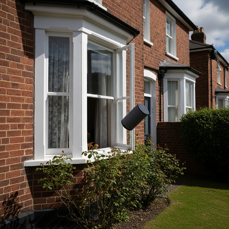Frustrated person ready to throw smart speaker out window